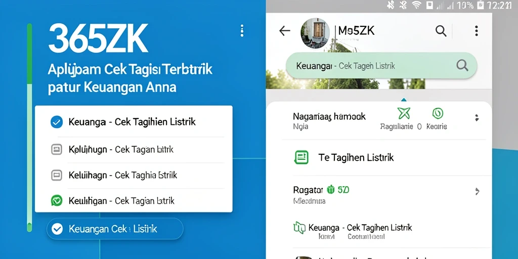 Tampilan antarmuka aplikasi 365ZK untuk cek tagihan listrik.