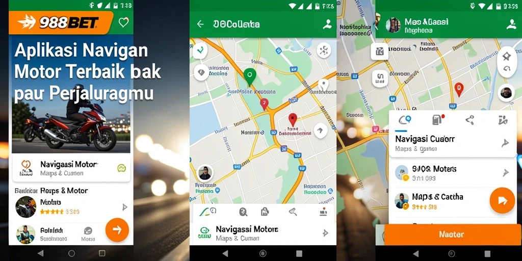 Tampilan antarmuka aplikasi 988BET dengan fitur navigasi motor.