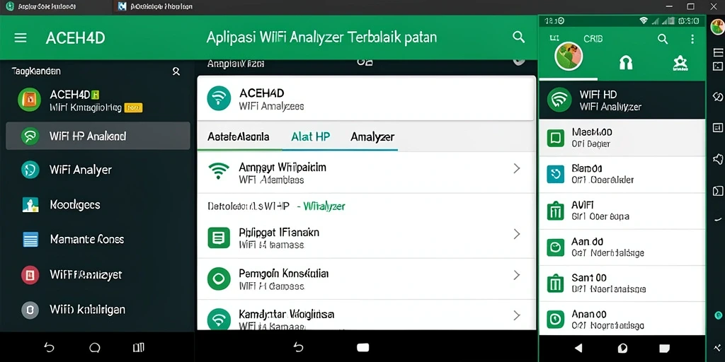 Tampilan antarmuka ACEH4D yang sederhana dan informatif untuk WiFi Analyzer.