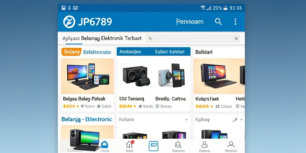 Antarmuka aplikasi JP6789 menampilkan produk elektronik dengan jelas.