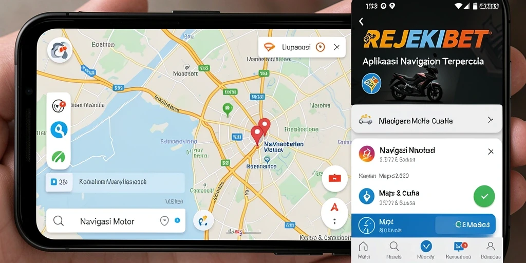 Antarmuka aplikasi REJEKIBET menampilkan peta navigasi motor yang informatif.