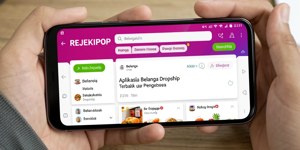 Antarmuka sederhana dan fungsional aplikasi REJEKIPOP untuk dropshipping.