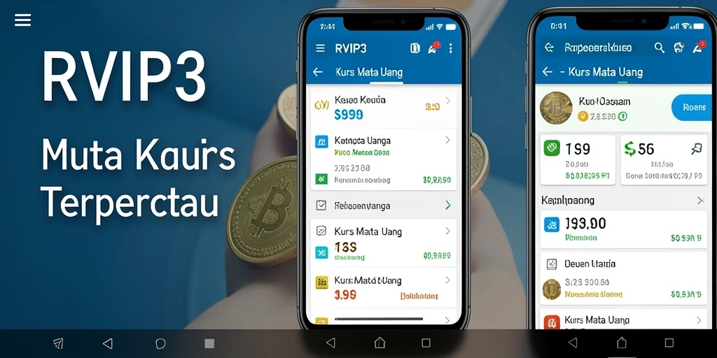 Tampilan antarmuka aplikasi Kurs Mata Uang RVIP3 yang menarik dan mudah dipahami.