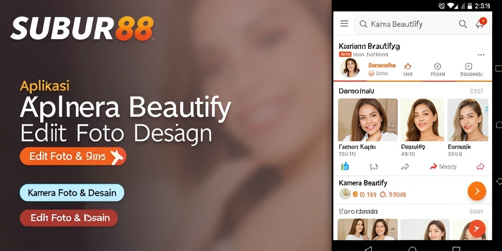 Tampilan antarmuka SUBUR88 dengan berbagai fitur Camera Beautify yang memukau.
