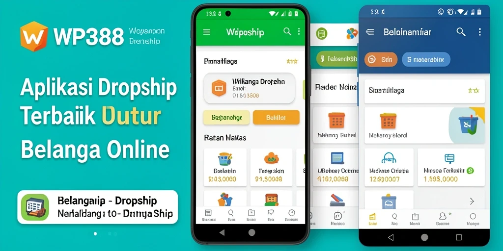 Tampilan utama aplikasi WP888 menampilkan berbagai produk untuk dropshipping.